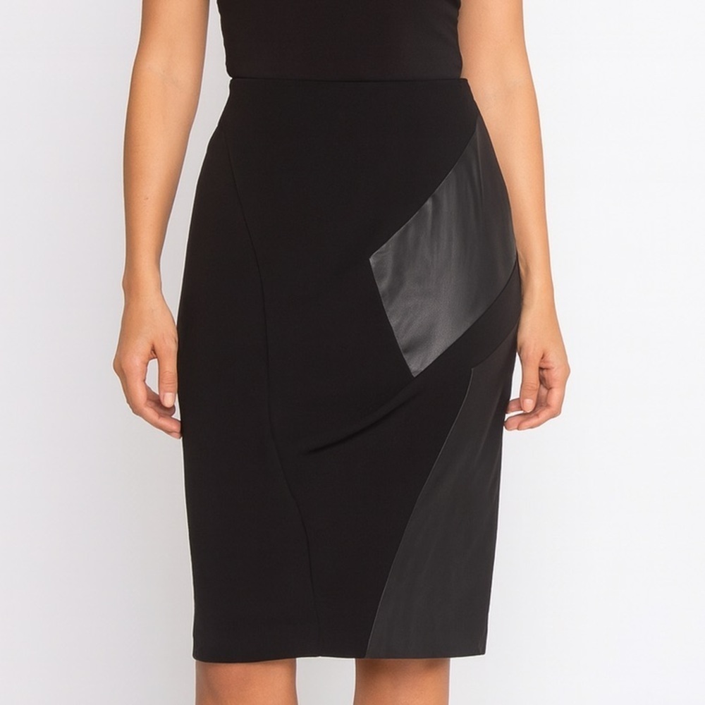 Max Azria | Leather and Cotton Skirt
